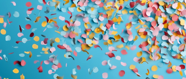 colored confetti with sky blue background