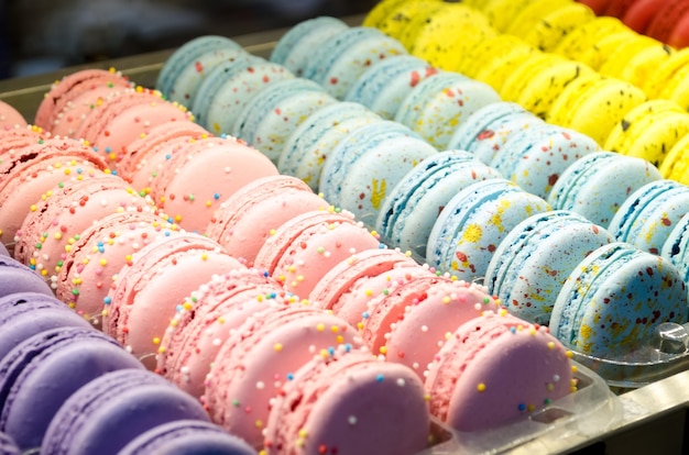 Colored cookies French macaroons series, tasty variety