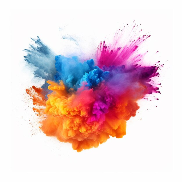 Photo colored dust explosion on a white background