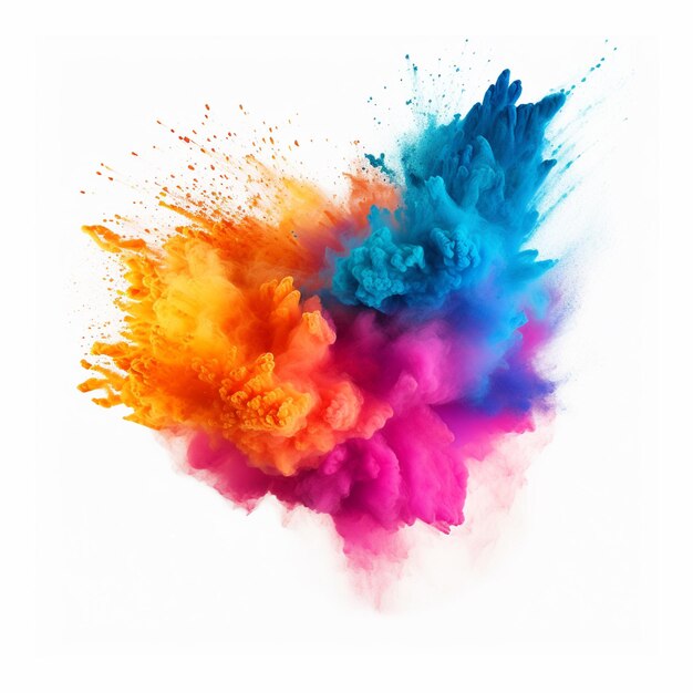 Photo colored dust explosion on a white background