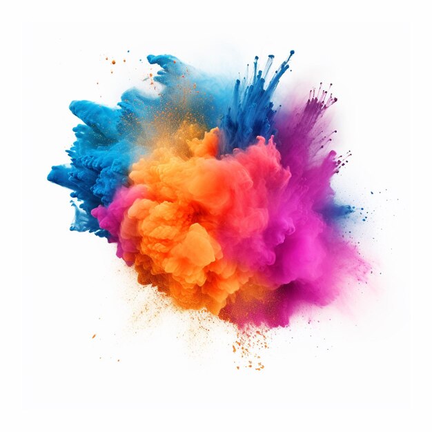 Photo colored dust explosion on a white background