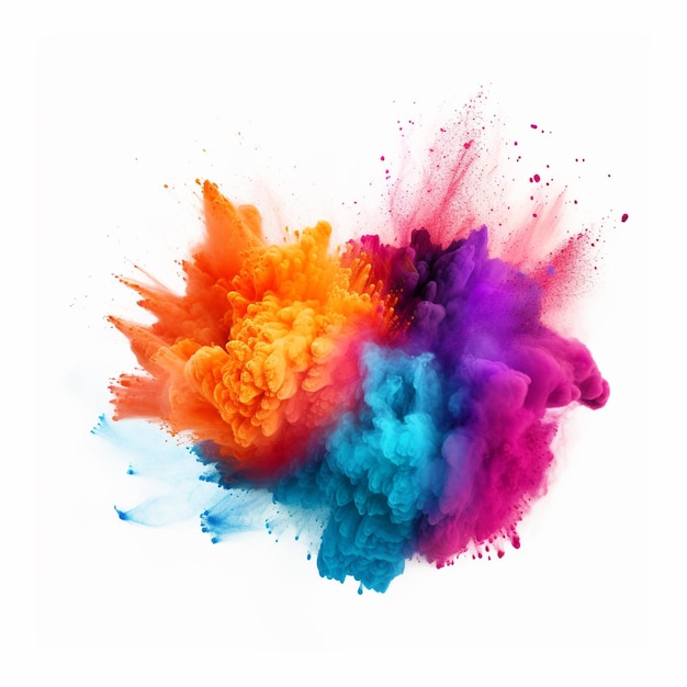 Colored dust explosion on a white background