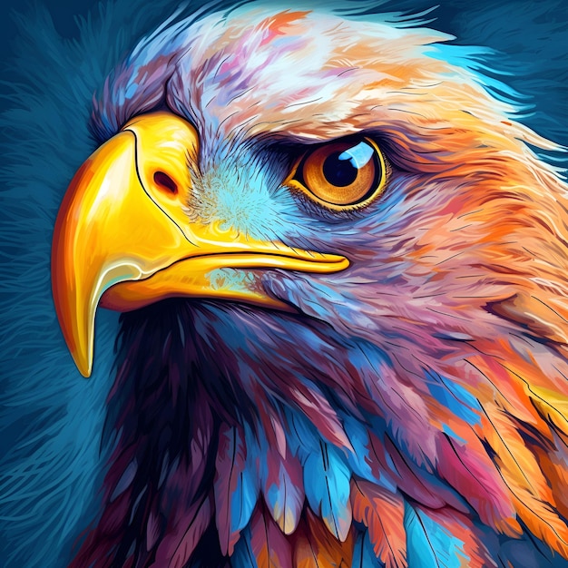 Colored eagle Close up view