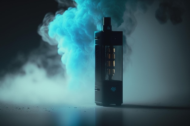 Colored ecigarettes for vaping and various fruits The symbol of the vape device Ecigarette Store for vaping Nicotine problem and addiction Stop The club of vapor and smoke