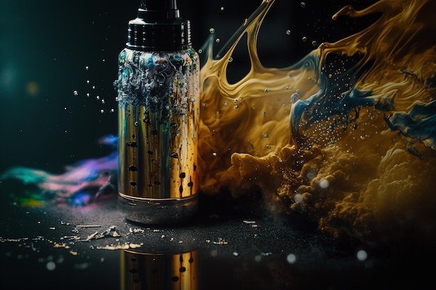 Colored ecigarettes for vaping and various fruits The symbol of the vape device Ecigarette Store for vaping Nicotine problem and addiction Stop The club of vapor and smoke