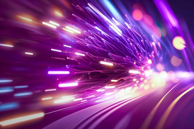 colored electric cables and led. optical fiber, intense colors, background for technology image and new business trends created with Generative AI technology