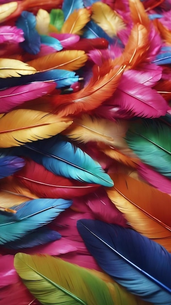 写真 カラフルな羽毛とキャンディースティック