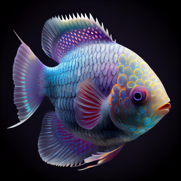 A colored fish character Generative ai