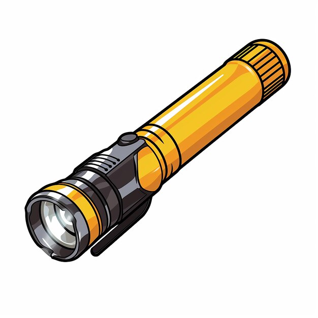 Photo colored flashlight vector line art illustration