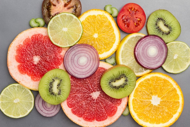 Colored fruit slices