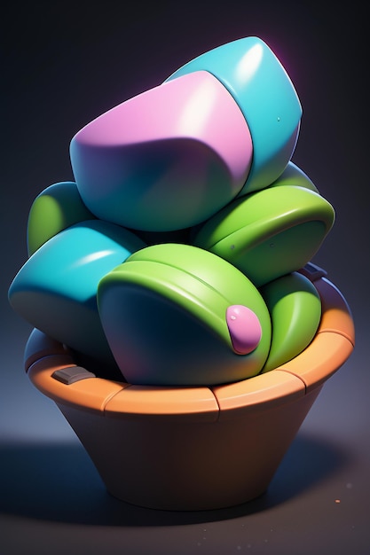 Цветная игровая сцена реквизит значок форма виртуального предмета 3D рендеринг моделирование обои фон