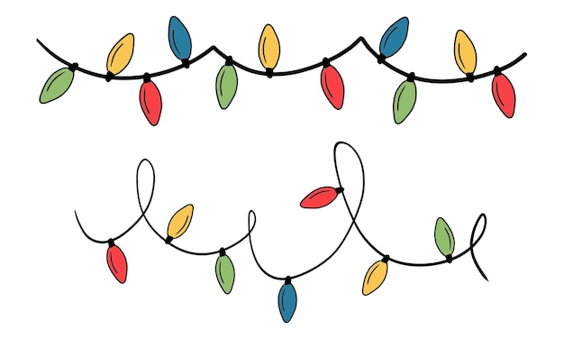 Colored garlands on a white background