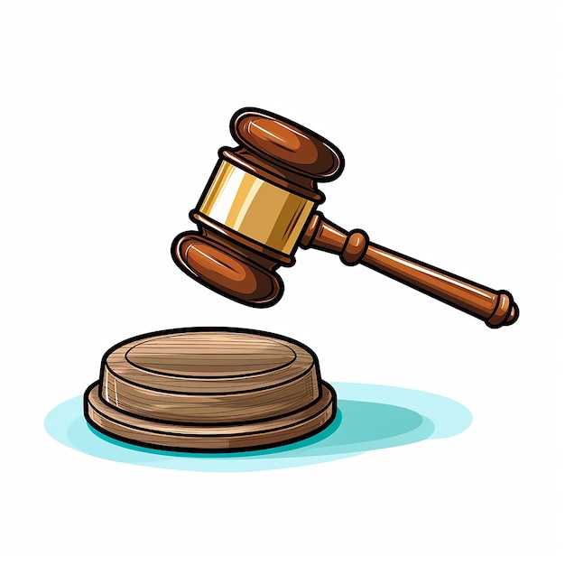 Photo colored gavel vector line art illustration