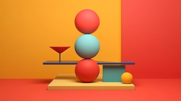 Цветные геометрические фигуры уравновешивают концептуальный фон Generative Ai