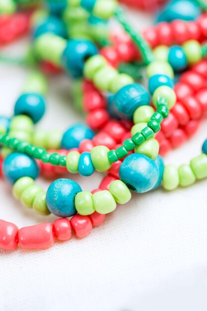 Colored glass beads and thread beads