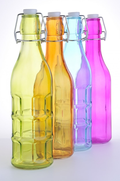 colored glass bottles with airtight stopper