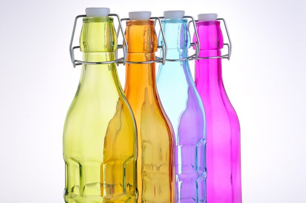 colored glass bottles with airtight stopper