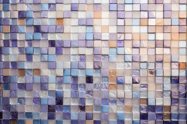 Colored glass mosaic in various squares in the silver and dark navy colors AI generated illustration