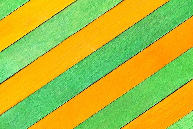 Colored green and orange wooden planks