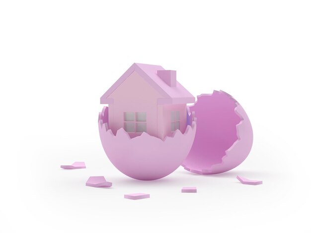 Colored house in a broken eggshell