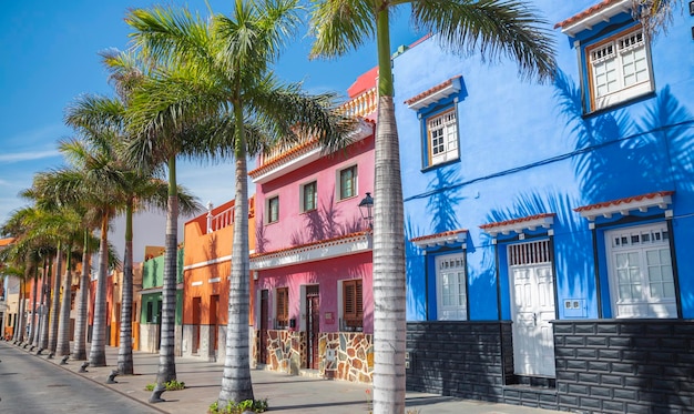 Colored houses in Puerto de la Cruz