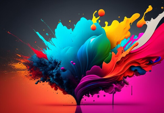 Colored ink dancing on colorful dark background Generative AI illustration