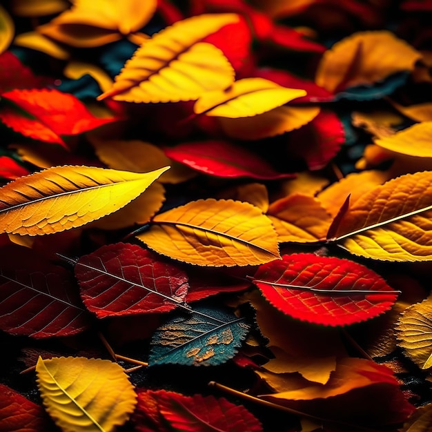 Colored leaves on a dark background