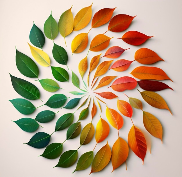 Colored leaves gradient background Created with generative Ai technology