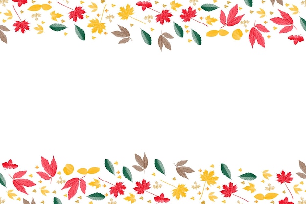 Colored leaves on a white background with copy space