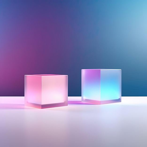 colored lighting boxes in front of a white background