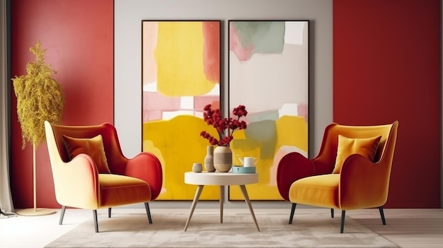 Colored living room Illustration AI GenerativexA