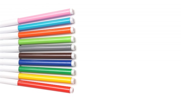 Colored markers isolated on the white space.