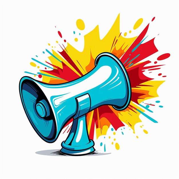 Colored Megaphone Vector Line Art Illustration