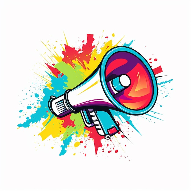 Colored Megaphone Vector Line Art Illustration