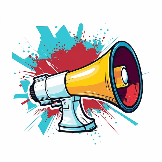 Photo colored megaphone vector line art illustration