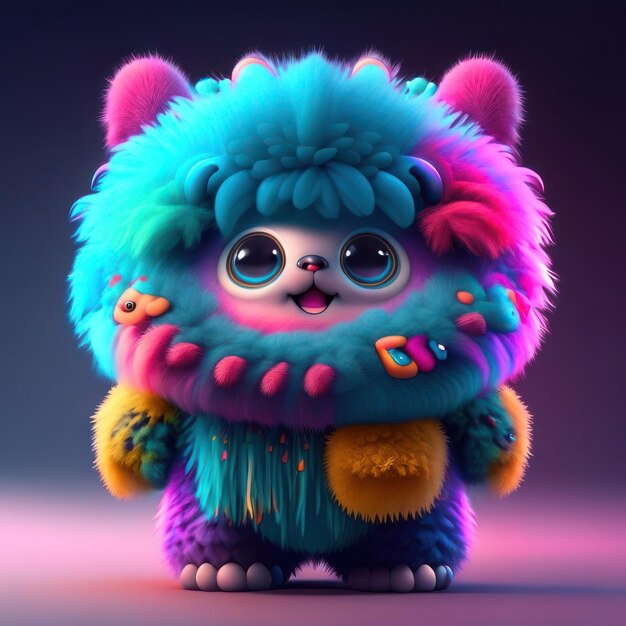 A Colored monster with big eyes in colored clothes Generative AI