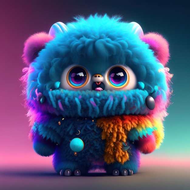 A Colored monster with big eyes in colored clothes Generative AI