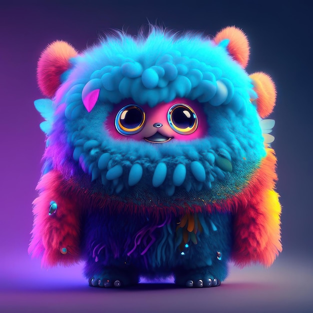 A colored monster with big eyes in colored clothes generative ai