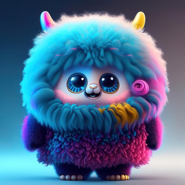 Photo a colored monster with big eyes in colored clothes generative ai