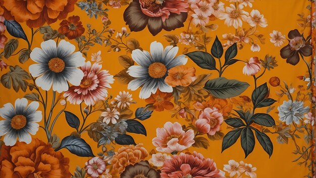 Photo a colored orange shirt with some floral illustrations in the style of 20th century scandinavian sty