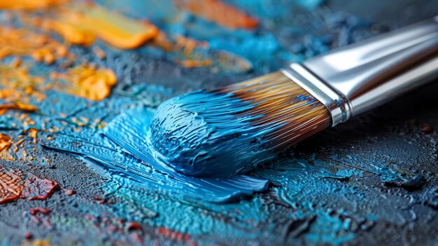 Colored paint on a brush