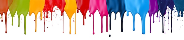 Photo colored paint dripping isolated on a white background