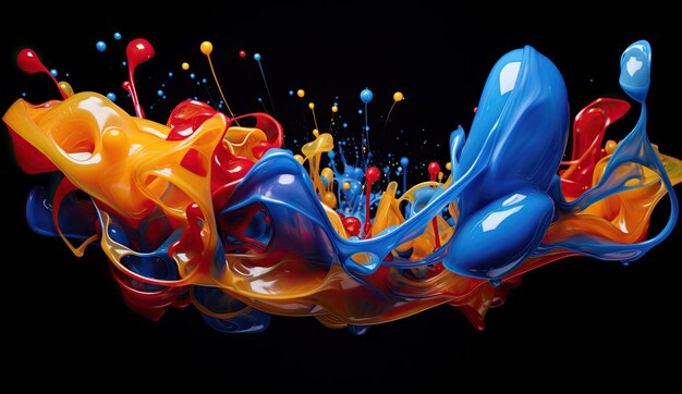 Colored paint splashes on dark background