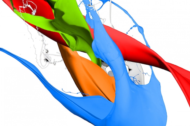 Цветные брызги краски, изолированные на белом фоне