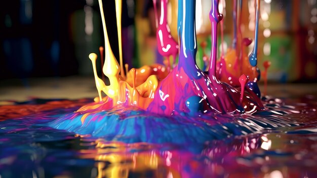 Colored paints are spilled under water Generative AI