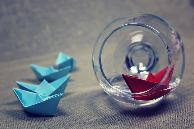 Colored paper boats