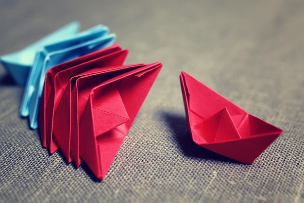 Colored paper boats