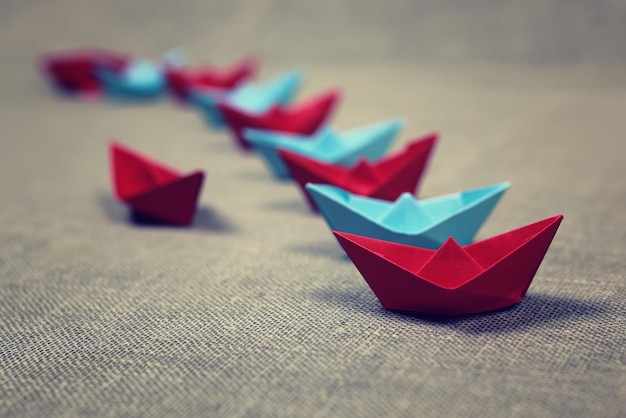 Colored paper boats