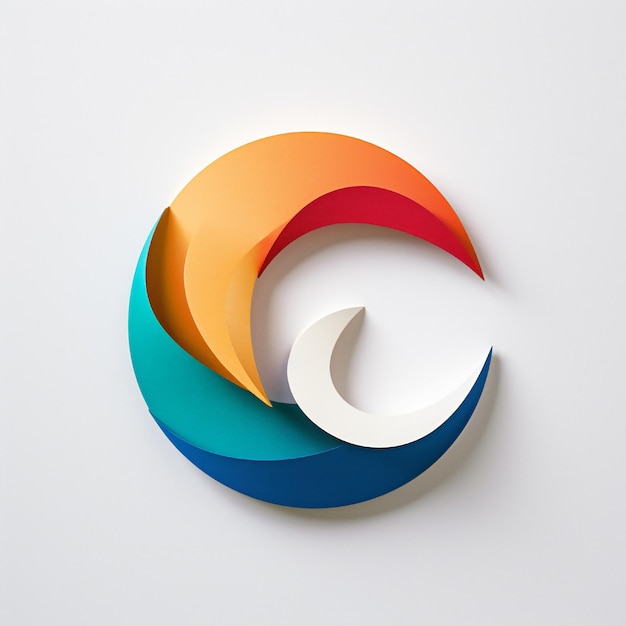 Photo colored paper cut logo representing a message white background