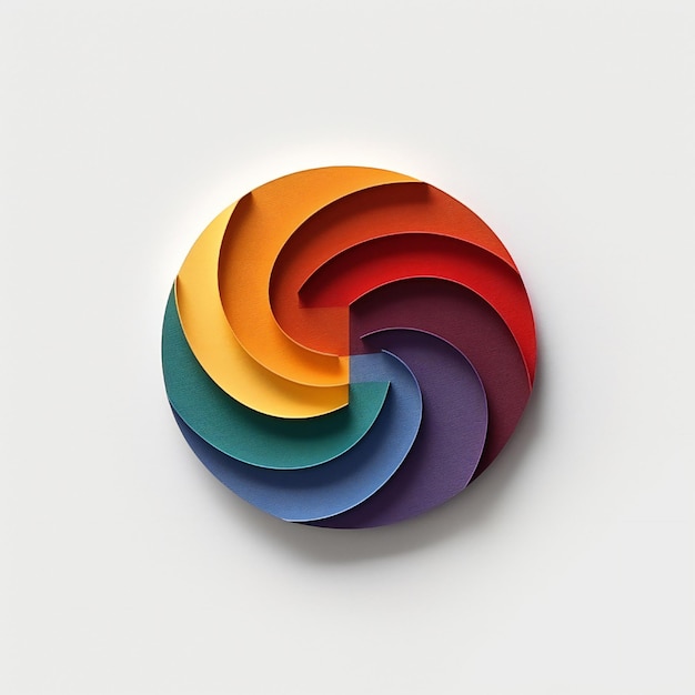 Colored paper cut logo representing a message white background